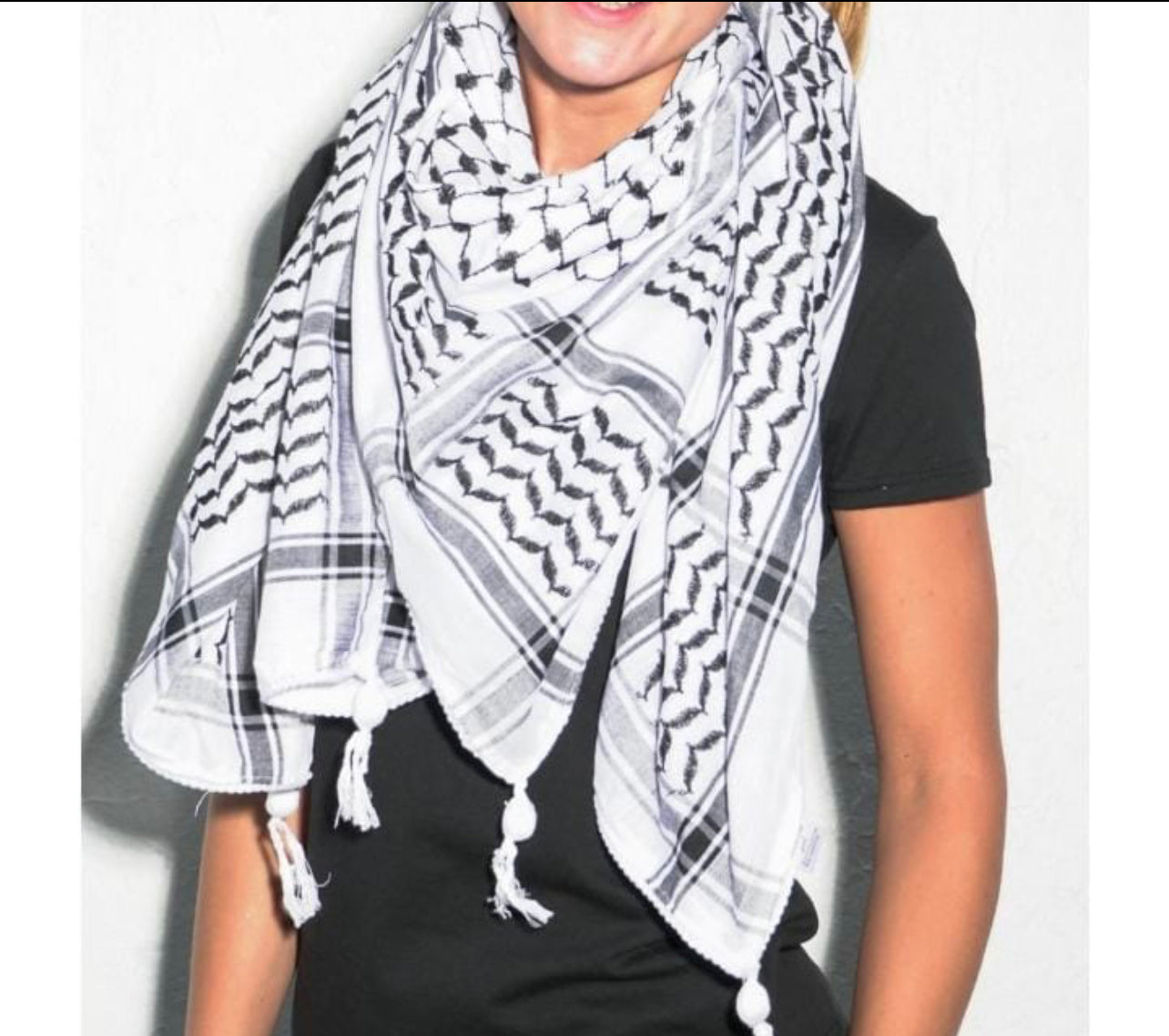 handmade SHEMAGH SCARF Keffiyeh Jordanian Palestinian Arab